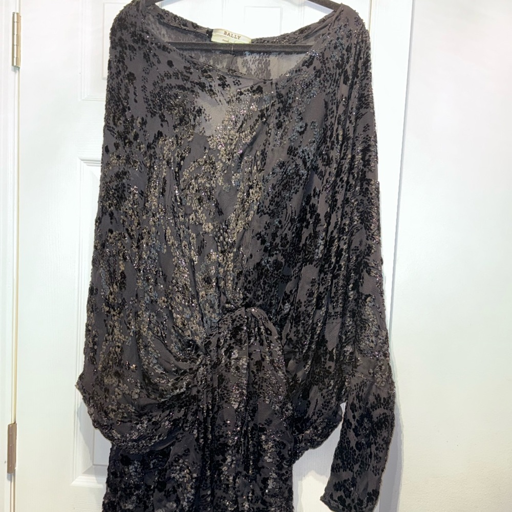 Bally Black Textured top or dress luxurious fabric.. off shoulder